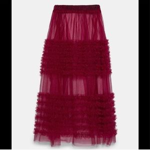 Zara Woman Ruffle Tulle Skirt